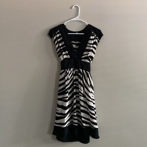 Bebe Silk Black and White Dress